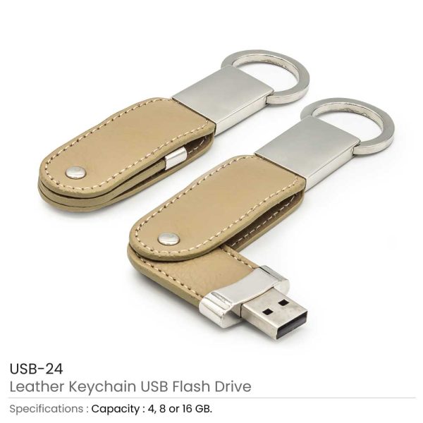 Leather Keychain USB Flash Drives 24