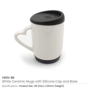 White Ceramic Mugs with Silicone Cap and Base - Image 5