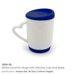 White Ceramic Mugs with Silicone Cap and Base - Image 6