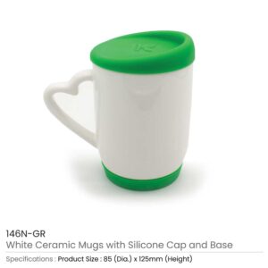 White Ceramic Mugs with Silicone Cap and Base - Image 7