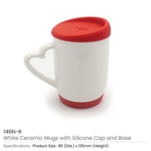 White Ceramic Mugs with Silicone Cap and Base - Image 9