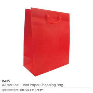 A3 Vertical Red Paper Shopping Bags - Image 3