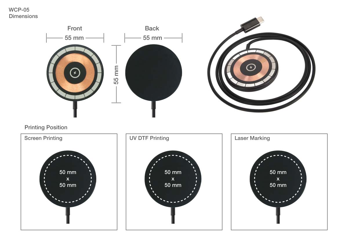 15W Magnetic Wireless Charger Printing Details