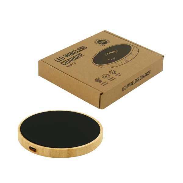 Bamboo LED Wireless Charger with Box