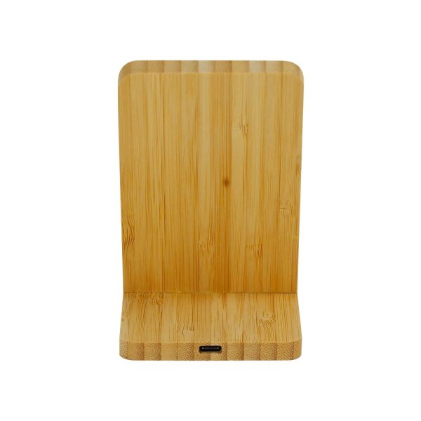 Bamboo Wireless Charger Stand Back View