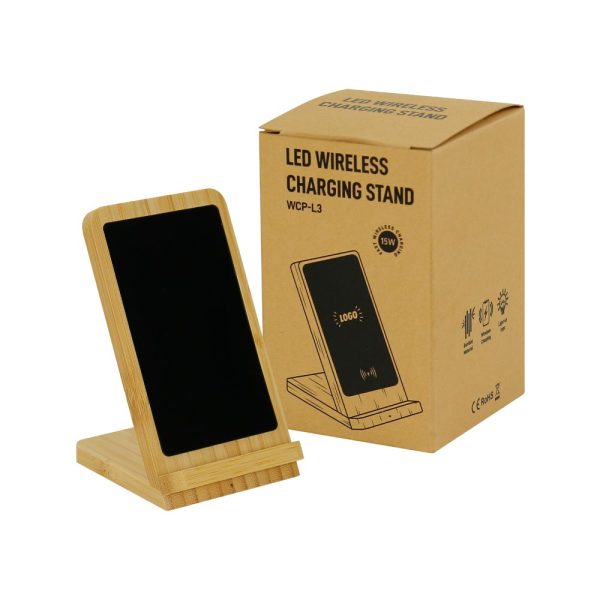 Bamboo Wireless Charger Stand with Box