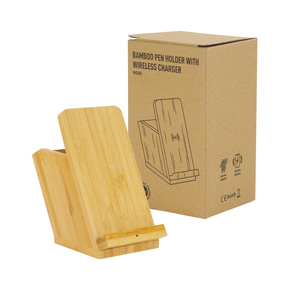 Bamboo-Pen-Holder-with-wireless-charger-WDS5-with-Box