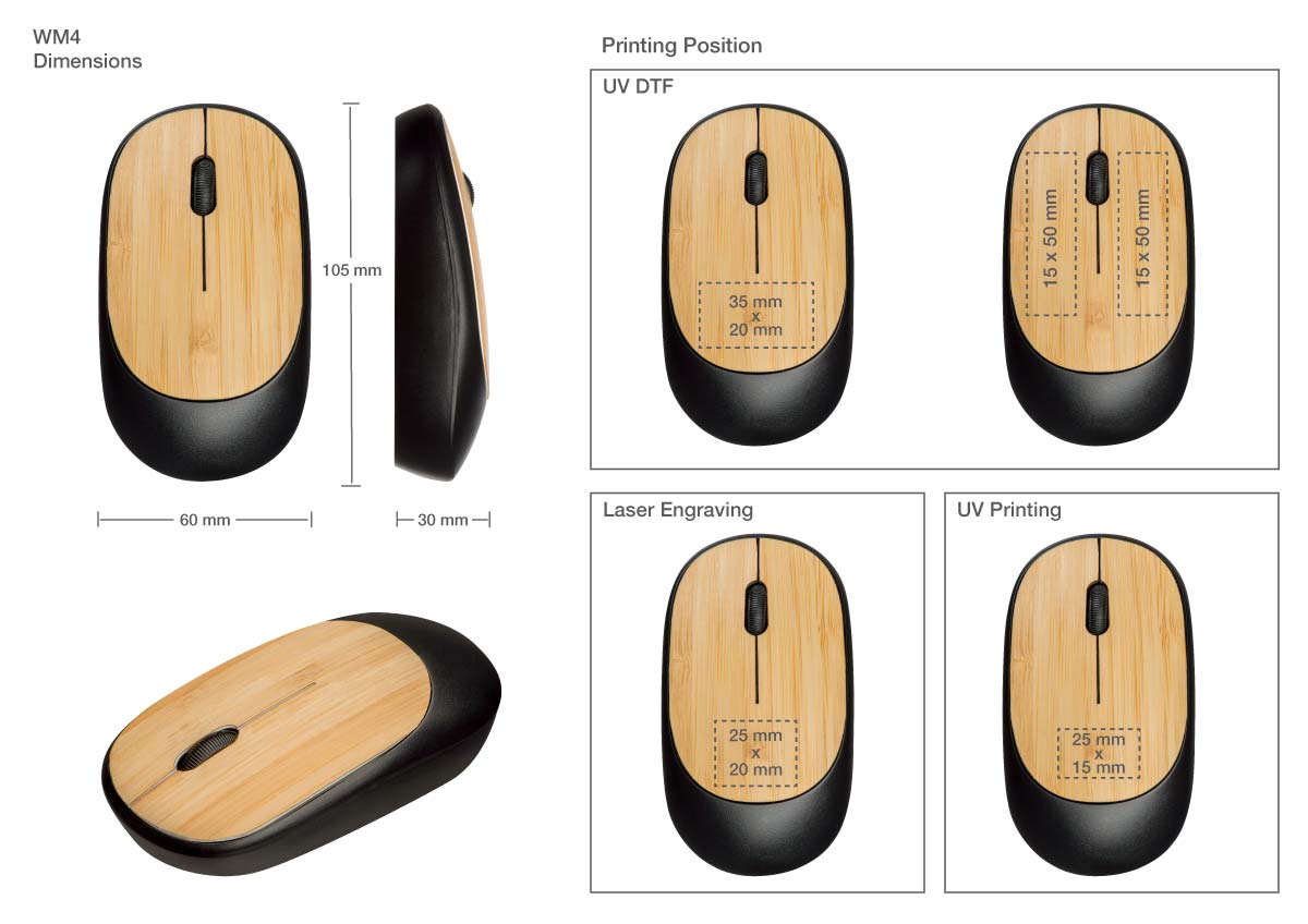 Bamboo Wireless Mouse Printing Area Detail