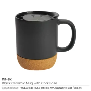 Ceramic Mugs with Lid and Cork Base 385 ml - Image 5