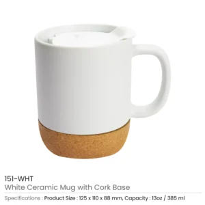 Ceramic Mugs with Lid and Cork Base 385 ml - Image 6