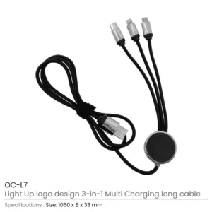 3-in-1 Multi Charging long cable 105cm with Light Up logo design - Image 5