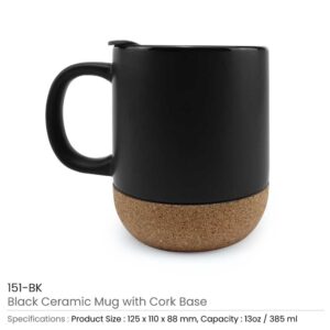 Ceramic Mugs with Lid and Cork Base 385 ml - Ramadan Gifts - Image 3