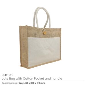 Jute Bags with Cotton Pocket and Handle - Ramadan Gifts - Image 3