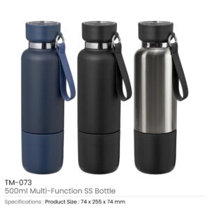 Multi-function SS Bottles, Double Wall, Base Cup, Lanyard, 500ml - Ramadan Gifts - Image 3