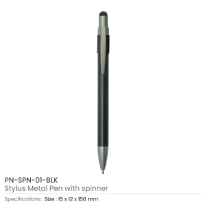 Stylus Metal Spinner Pens – Push Button (Blue Ink) - Image 5