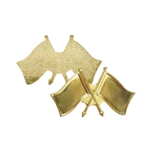 Twin Flag Design Metal Badges Golden without backside Attachment - Image 1